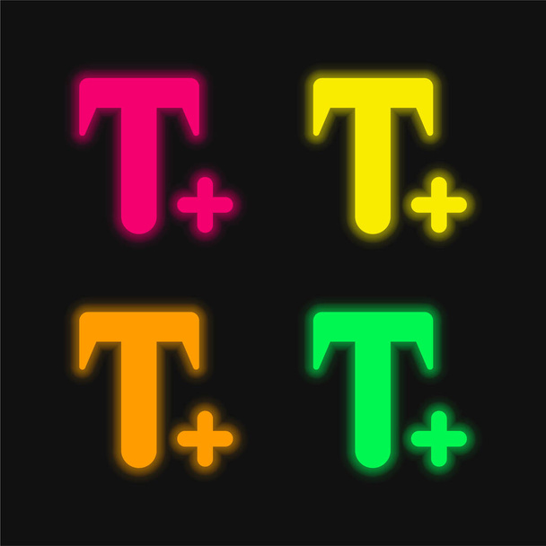 Προσθήκη κειμένου τεσσάρων χρωμάτων λαμπερό εικονίδιο διάνυσμα νέον - Διάνυσμα, εικόνα