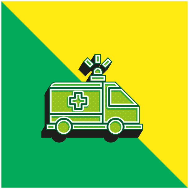 Ambulância Verde e amarelo moderno logotipo vetor 3d ícone - Vetor, Imagem