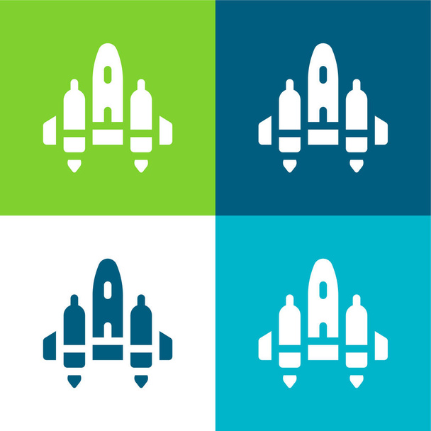 Aviones Plano de cuatro colores icono mínimo conjunto - Vector, imagen