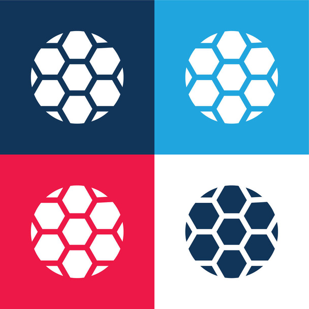 Míč modrá a červená čtyři barvy minimální ikona nastavena - Vektor, obrázek