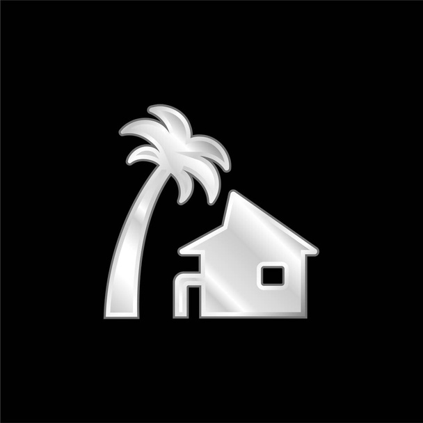 Beach House posrebrzana metaliczna ikona - Wektor, obraz