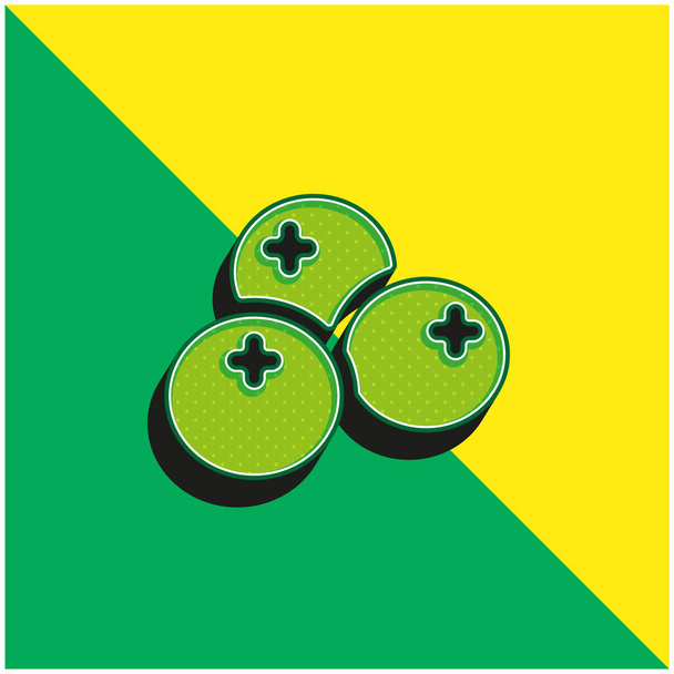 Βατόμουρα Πράσινο και κίτρινο σύγχρονο 3d διάνυσμα εικονίδιο λογότυπο - Διάνυσμα, εικόνα