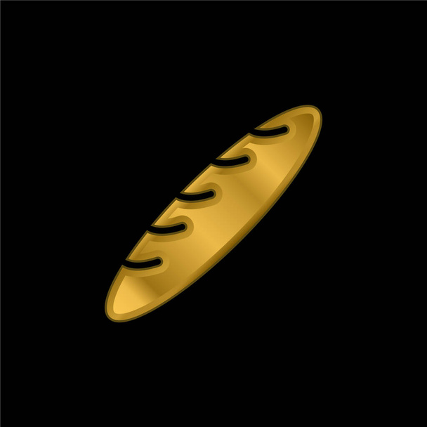 Baguette chapado en oro icono metálico o logo vector - Vector, imagen