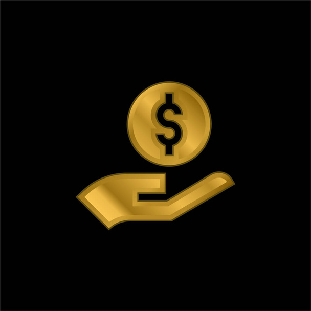 Benefícios banhado a ouro ícone metálico ou vetor logotipo - Vetor, Imagem