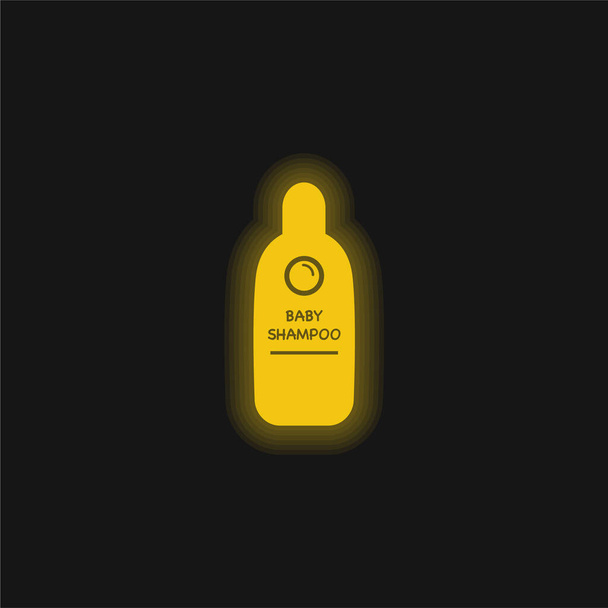 Baby Shampoo Contenedor amarillo brillante icono de neón - Vector, imagen