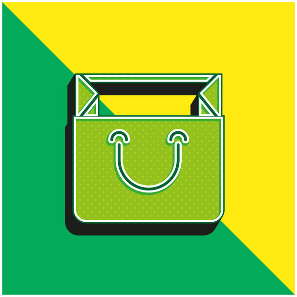 バッグ緑と黄色の現代的な3dベクトルアイコンロゴ - ベクター画像