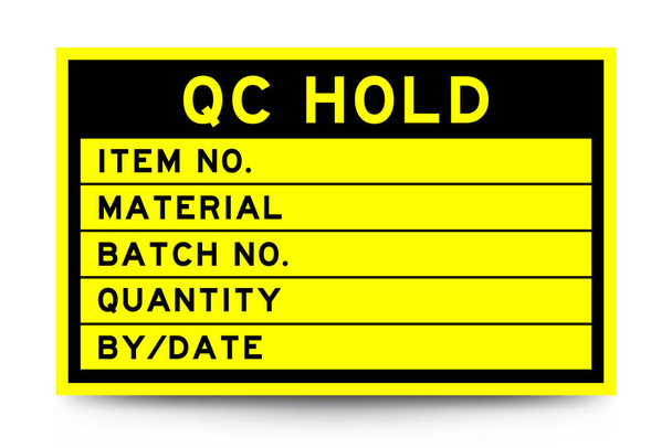 Bannière carrée d'étiquette de couleur jaune avec le titre dans la prise de mot et le détail sur le fond blanc pour l'usage industriel - Vecteur, image
