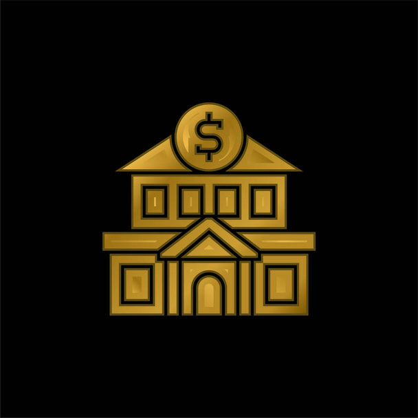 Bankacılık altın kaplama metalik simge veya logo vektörü - Vektör, Görsel