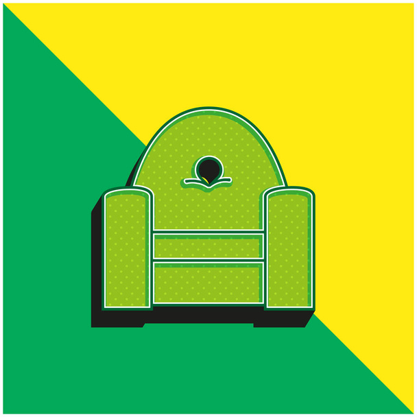 アームチェアフロントグリーンと黄色のモダンな3Dベクトルアイコンのロゴ - ベクター画像
