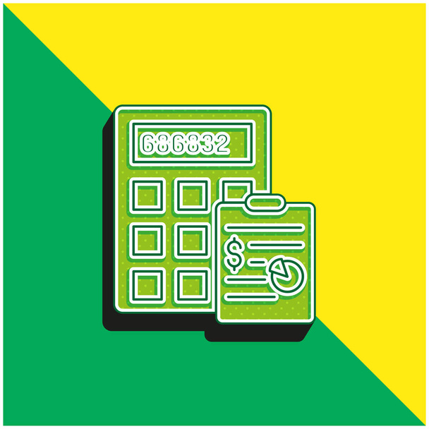 Λογαριασμός Πράσινο και κίτρινο σύγχρονο 3d διάνυσμα εικονίδιο λογότυπο - Διάνυσμα, εικόνα
