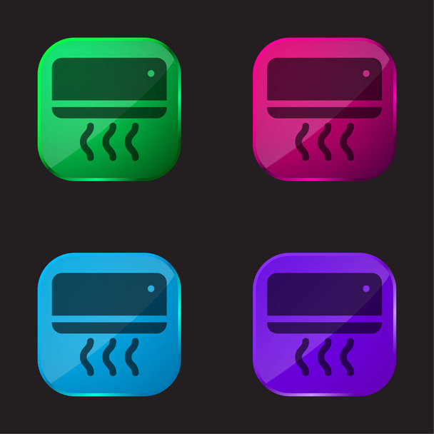 Klimatyzator cztery kolor szklany przycisk ikona - Wektor, obraz