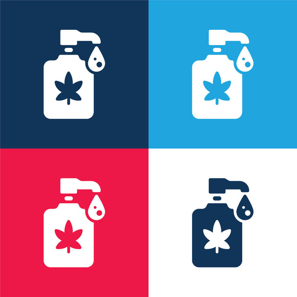 Loción corporal azul y rojo conjunto de iconos mínimo de cuatro colores - Vector, imagen