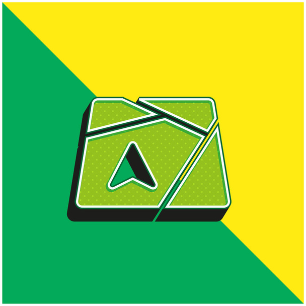 地図上の矢印緑と黄色の近代的な3Dベクトルアイコンのロゴ - ベクター画像