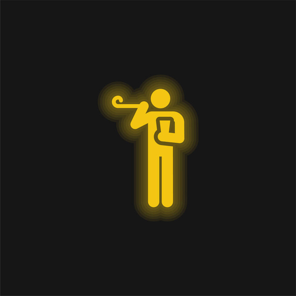 День народження жовта сяюча неонова ікона
 - Вектор, зображення
