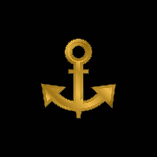 Boat Anchor gold plated metalic icon or logo vector - Vector, Image