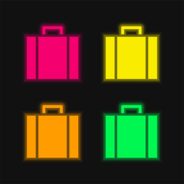 ブリーフケース4色のネオンベクトルアイコン - ベクター画像