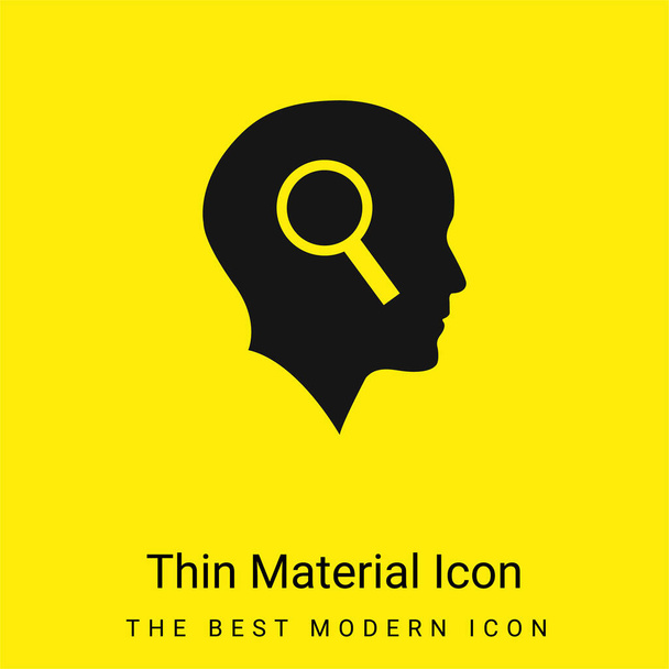 Bald Head With Magnifying Glass minimal bright yellow material icon - Vector, Image