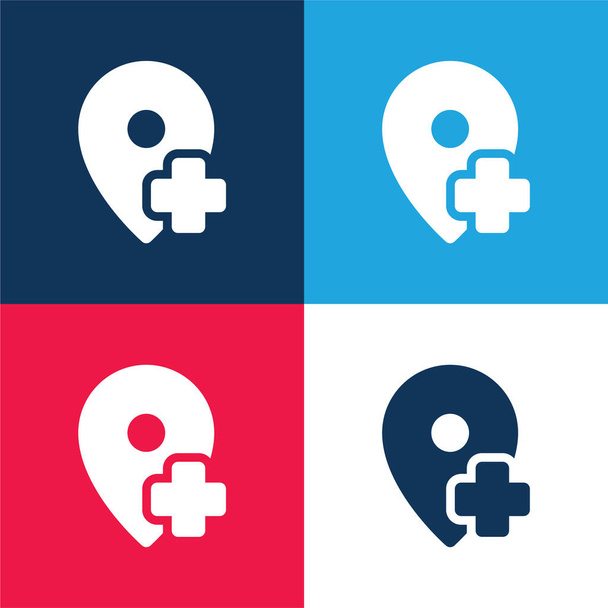 Add Location blue and red four color minimal icon set - Vector, Image