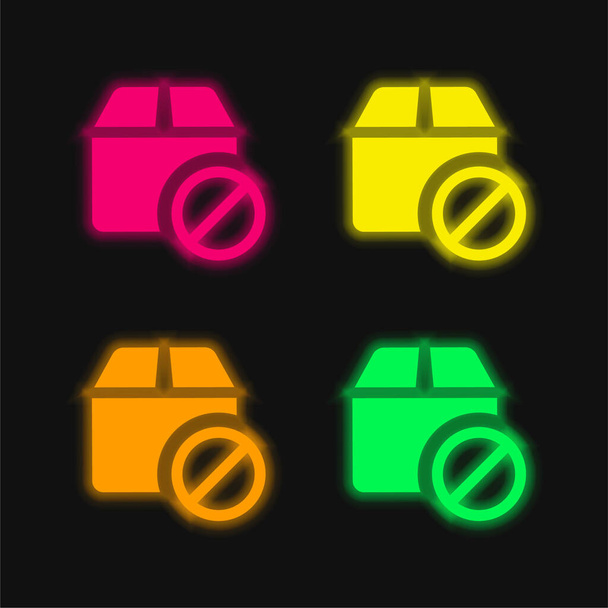 Zablokowany cztery kolory świecące neon wektor ikona - Wektor, obraz