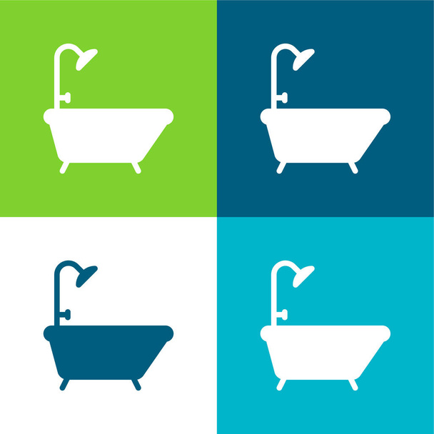 Fürdőkád Lakás négy szín minimális ikon készlet - Vektor, kép