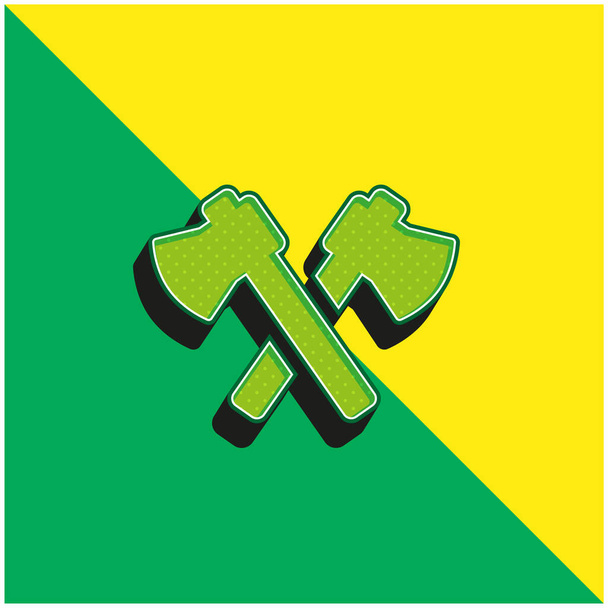 Bijlen Groen en geel modern 3D vector icoon logo - Vector, afbeelding