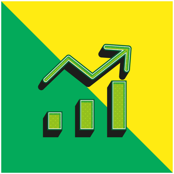 棒グラフ緑と黄色の現代的な3Dベクトルアイコンのロゴ - ベクター画像