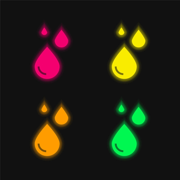 Kan dört renk parlayan neon vektör simgesi - Vektör, Görsel