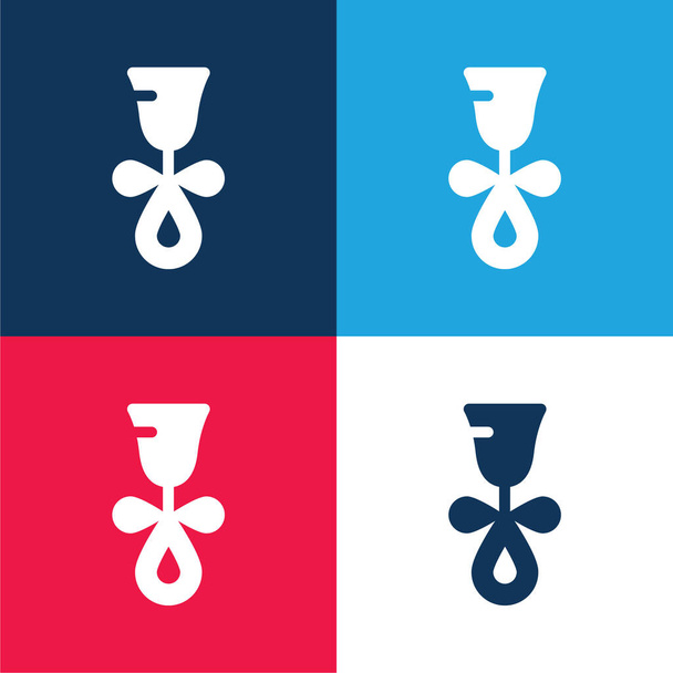 Bell Rattle azul e vermelho quatro cores conjunto de ícones mínimos - Vetor, Imagem
