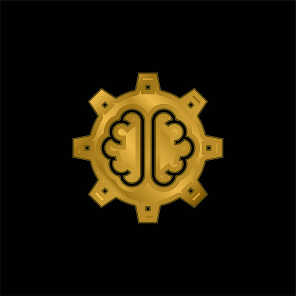 Icono metálico chapado en oro AI o vector de logotipo - Vector, imagen