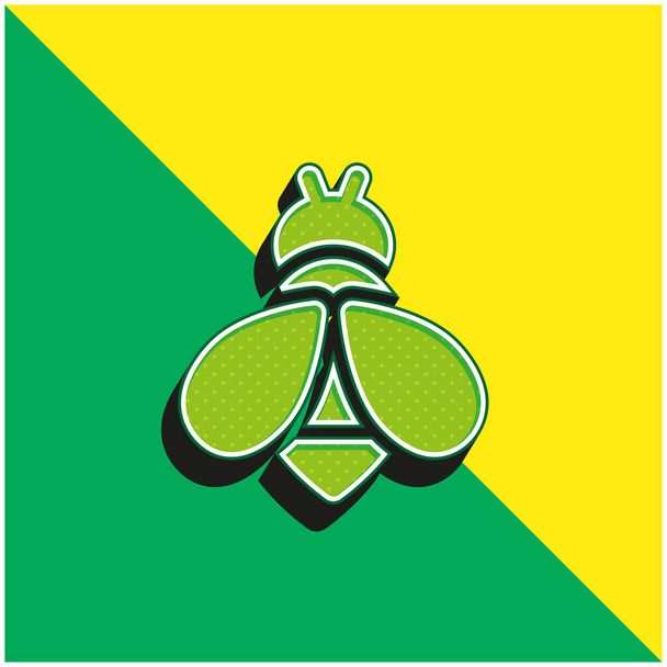 Bijen Groen en geel modern 3D vector icoon logo - Vector, afbeelding
