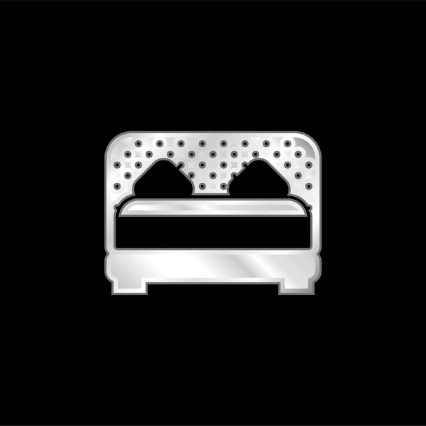 ベッド銀メッキ金属アイコン - ベクター画像