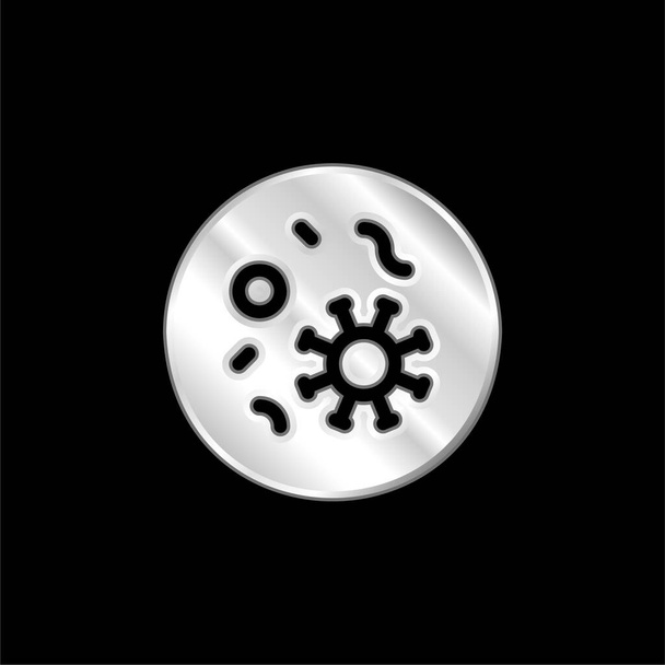 Bactérias prata banhado ícone metálico - Vetor, Imagem