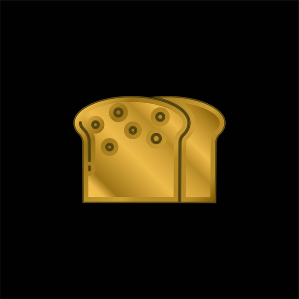 Pan chapado en oro icono metálico o logo vector - Vector, imagen