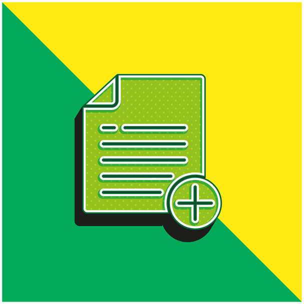 ファイルを追加する緑と黄色のモダンな3Dベクトルアイコンのロゴ - ベクター画像