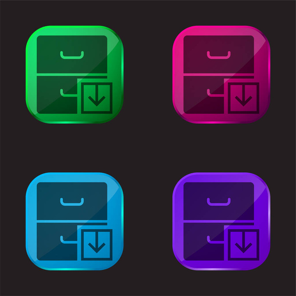 Archief vier kleuren glazen knop pictogram - Vector, afbeelding