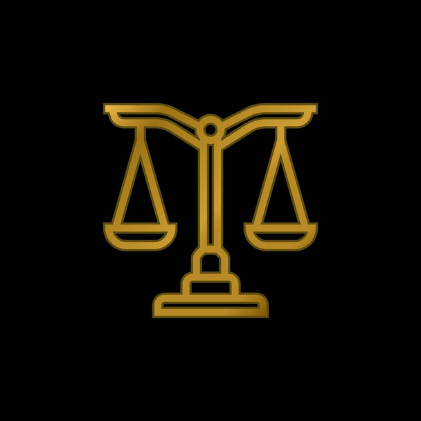 Balance chapado en oro icono metálico o logo vector - Vector, Imagen