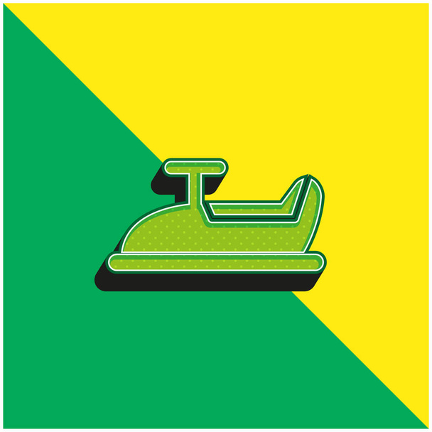 Baby Car Ride Zöld és sárga modern 3D vektor ikon logó - Vektor, kép