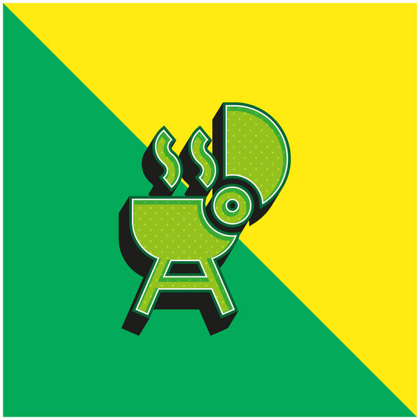 Bbq Zielone i żółte nowoczesne logo wektora 3D - Wektor, obraz