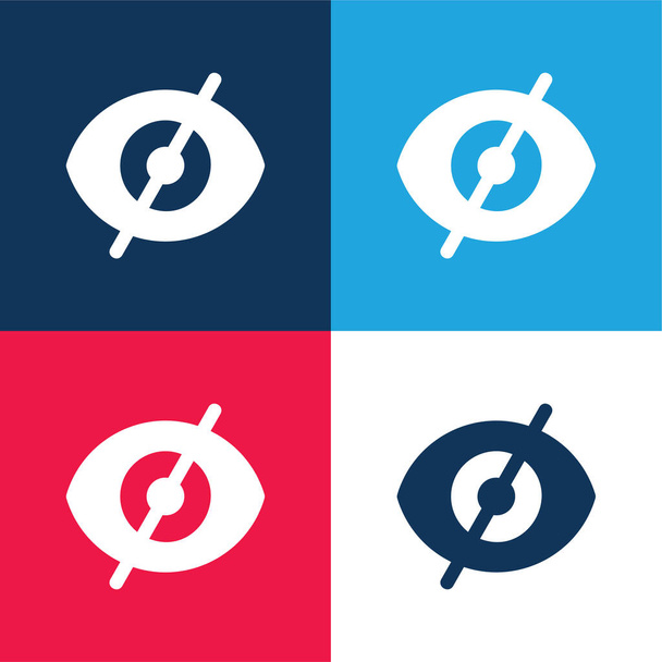 Azul ciego y rojo conjunto de iconos mínimo de cuatro colores - Vector, Imagen