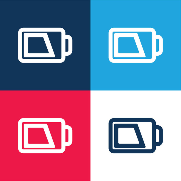 Battery Outline With Charge blue and red four color minimal icon set - Vector, Image