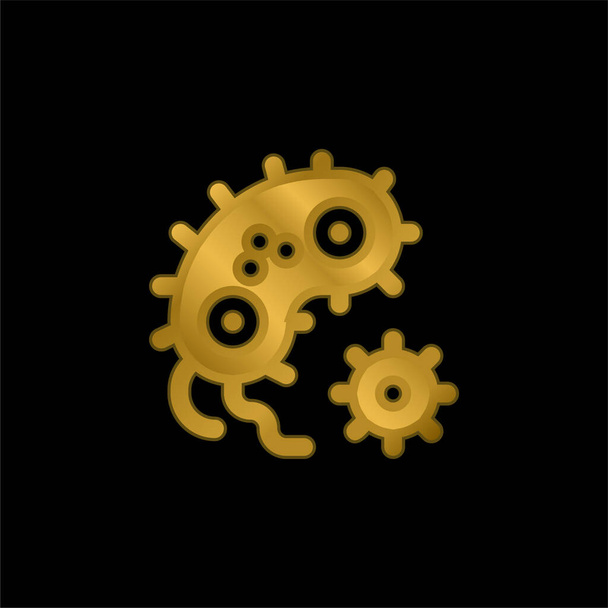 Позолоченная бактерия металлическая икона или вектор логотипа - Вектор,изображение