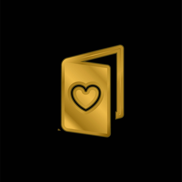 Karta urodzinowa złocona metaliczna ikona lub wektor logo - Wektor, obraz
