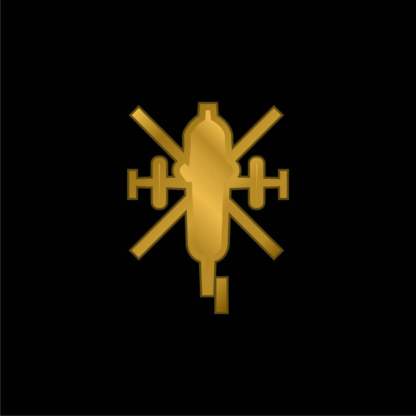 Helicóptero del ejército inferior Ver chapado en oro icono metálico o logo vector - Vector, Imagen