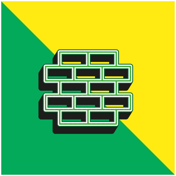 Brickwall Groen en geel modern 3D vector icoon logo - Vector, afbeelding