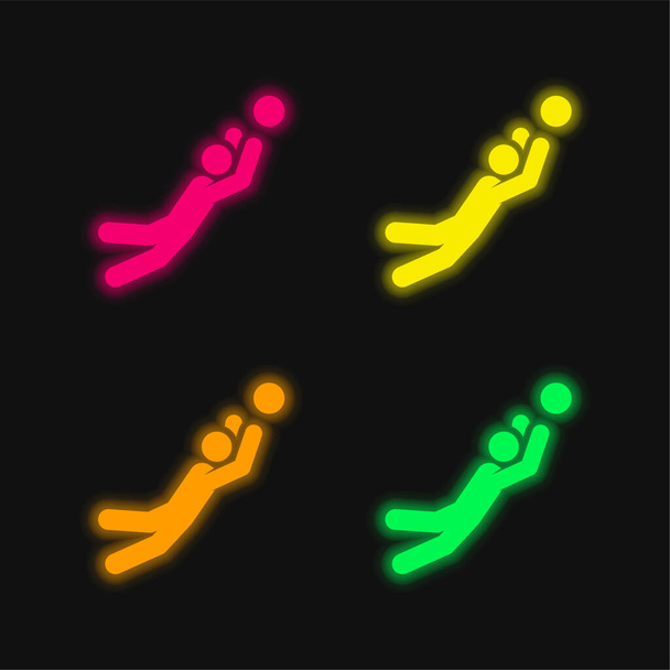 ボールゲーム4色の輝くネオンベクトルアイコン - ベクター画像