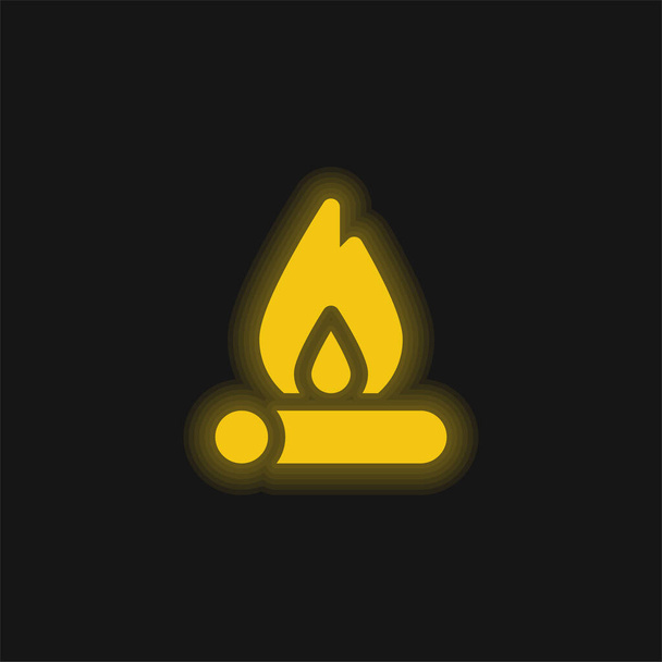 Icône néon jaune feu de joie - Vecteur, image
