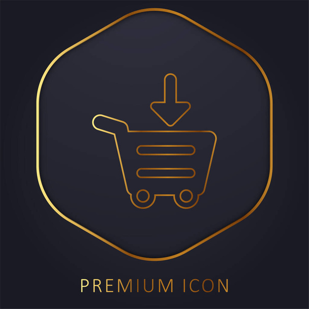 Add To Cart golden line premium logo or icon - Vector, Image