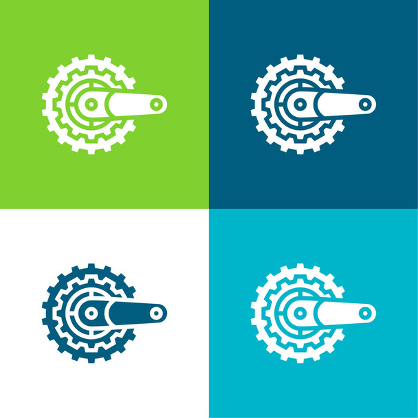 Bike Flat четыре цвета минимальный набор значков - Вектор,изображение