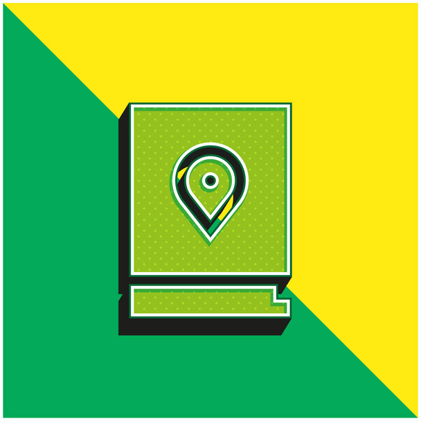 Libro verde y amarillo moderno 3d vector icono logo - Vector, Imagen