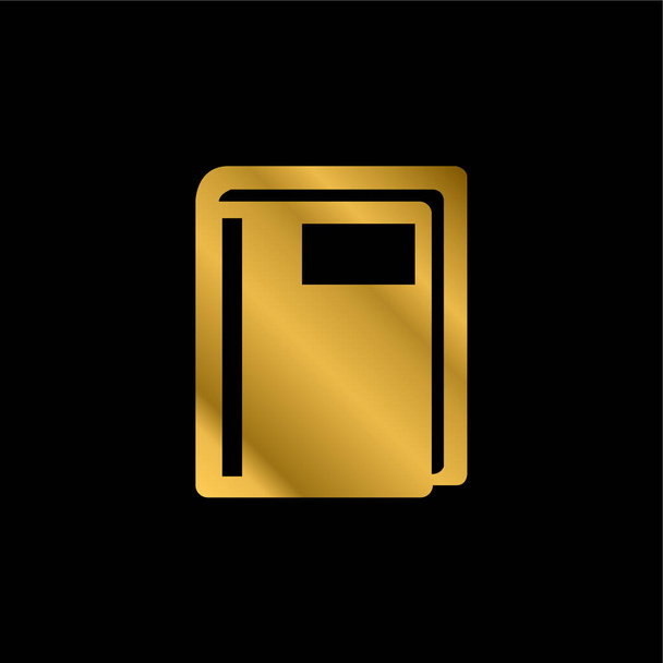 Book Closed with Label gold plated metaliczna ikona lub wektor logo - Wektor, obraz